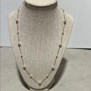 Elegant Gold and White Pearl Necklace